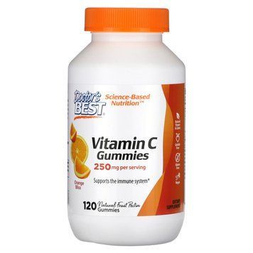 Витамин C, Vitamin C, Doctor's Best, 250 мг, со вкусом апельсина, 120 жевательных конфет DRB-00510 фото