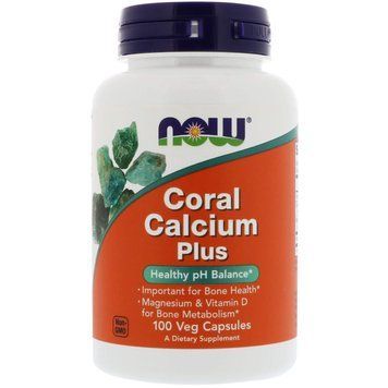 Коралловый кальций плюс, Coral Calcium Plus, Now Foods, 100 вегетарианских капсул NOW-01276 фото