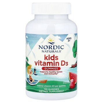 Вітамін D3 для дітей від 3-х років, Kids Vitamin D3 Gummies, Nordic Naturals, зі смаком кавуна, 10 мкг (400 МО), 120 жувальних цукерок NOR-31151 фото