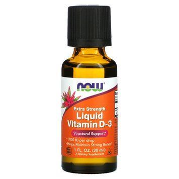 Витамин D3, Vitamin D-3, Now Foods, жидкий, усиленный, 1000 МЕ, 30 мл NOW-00371 фото