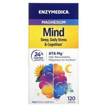 Магній, для сну, протидії стресу та підтримки когнітивних функцій, Magnesium Mind, Enzymedica, 120 капсул ENZ-10123 фото