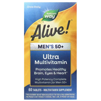 Витамины для мужчин 50+, Alive! Men's 50+ Ultra Potency, Nature's Way, 60 таблеток. NWY-15691 фото