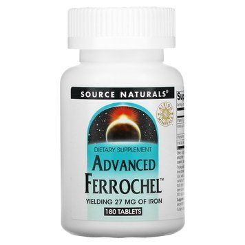 Железо, Advanced Ferrochel, Source Naturals, 180 таблеток SNS-01456 фото