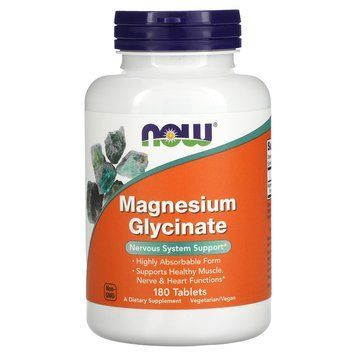 Магній гліцинат, Magnesium Glycinate, Now Foods, 200 мг, 180 таблеток (100 мг у таблетці) NOW-01289 фото