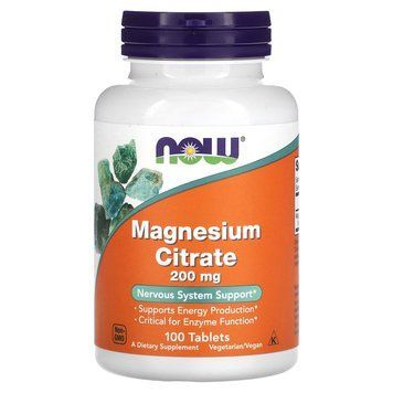 Магній цитрат, Magnesium Citrate, NOW Foods, 200 мг, 100 таблеток NOW-01290 фото