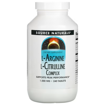Аргінін, цитрулін (амінокислоти), L-Arginine L-Citrulline, Source Naturals, комплекс, 1000 мг, 240 таблеток SNS-02050 фото