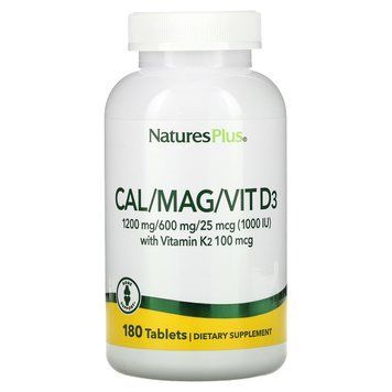 Кальций, магний и витамин D3 и K2, Cal/Mag/Vit D3, Vitamin K2, Nature's Plus, 180 таблеток NAP-33647 фото