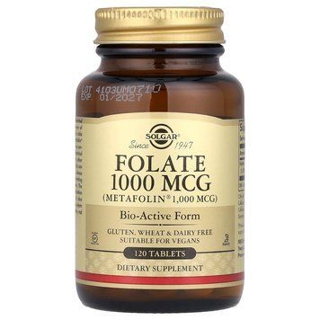 Фолат, Folate, Solgar, 1000 мкг, 120 таблеток SOL-53596 фото