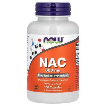 N-ацетилцистеїн з селеном, NAC (N-Acetyl Cysteine), Now Foods, 600 мг, 100 капсул NOW-00085 фото