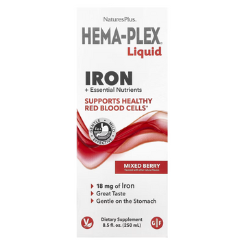 Комплекс вітамінів та мінералів із залізом, Hema-Plex&reg; Liquid, Nature's Plus, ягідний мікс, 250 мл NAP-37687 фото