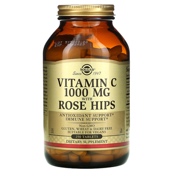 Витамин С с шиповником, Vitamin C with Rose Hips, Solgar, 1000 мг, 250 таблеток SOL-02401 фото