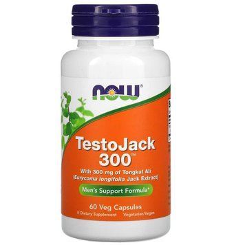Тонгкат али, TestoJack 300, Now Foods, репродуктивное здоровье мужчин, 300 мг, 60 вегетарианских капсул NOW-02202 фото