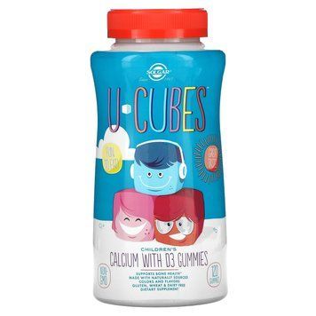 Кальций с витамином D3 для детей, U-Cubes, Children's Calcium With D3, Solgar, со вкусом клубники, 120 жевательных конфет SOL-57600 фото