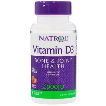 Витамин D3, Vitamin D3, Natrol, клубника, 2000 МЕ, 90 таблеток NTL-05889 фото