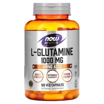 L-глютамін, L-Glutamine, Now Foods, Sports, подвійна сила, 1000 мг, 120 вегетаріанських капсул NOW-00094 фото