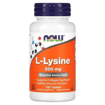 L-лизин, L-Lysine, Now Foods, 500 мг, 100 таблеток NOW-00100 фото