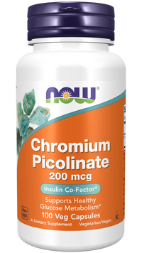 Хром пиколинат, Chromium Picolinate, Now Foods, 200 мкг, 100 вегетарианских капсул NOW-01420 фото
