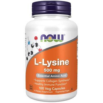 L-лизин, L-Lysine, Now Foods, 500 мг, 100 вегетарианских капсул NOW-00110 фото