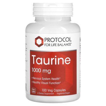 Таурин, Taurine, Protocol for Life Balance, 1000 мг, 100 веганских капсул PRT-10142 фото