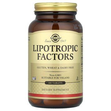 Ліпотропний фактор, Lipotropic Factors, Solgar, 100 таблеток SOL-01581 фото