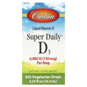Вітамін D3, Super Daily&reg; D3, Carlson, 150 мкг (6000 МО), 10.3 мл CAR-12000 фото