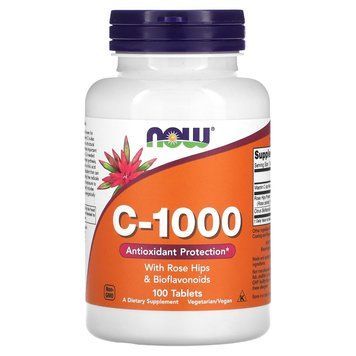 Витамин С-1000, C-100, NOW Foods, с шиповником и биофлавоноидами, 100 таблеток NOW-00685 фото